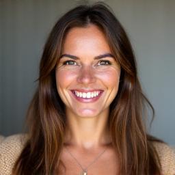 Anna Musterfrau, lächelnd, Betreiberin des Spielhimmels.